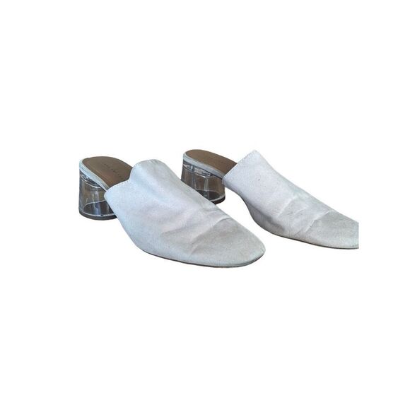 Zara Womens Pink Faux Suede Slip On Almond Toe Clear Block Heel Mule Size 40 - Picture 3 of 6